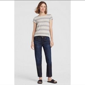 Eileen Fisher Straight Leg Jeans Raw Hem Size 10 Organic Cotton